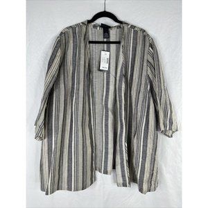 Maggie Barnes Vertical Striped Cardigan - Black, Gray, Cream